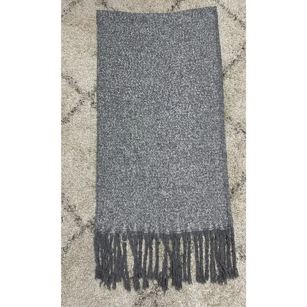 Gray Wide Super Soft Tassel Scarf Wrap